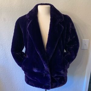Tissavel of France Plush Faux Fur Jacket in Deep Purple